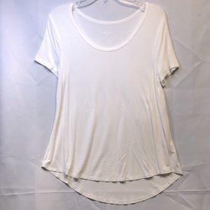 Merona, White Flowy High Low Top, Size M